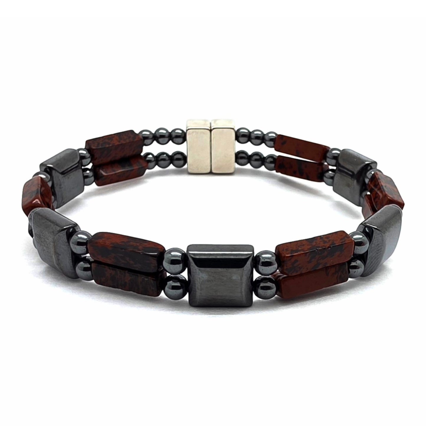 Mahogany Obsidian with Hematite Square Double