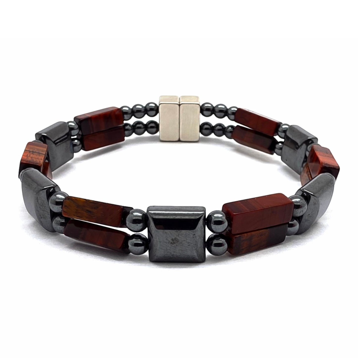 Red Tiger's Eye Rectangle w Hematite Square