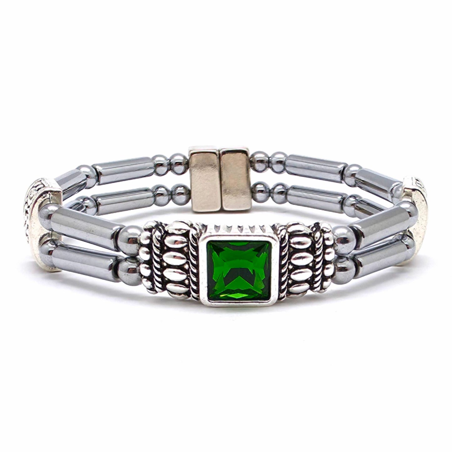 Centered Square Emerald Birthstone Double