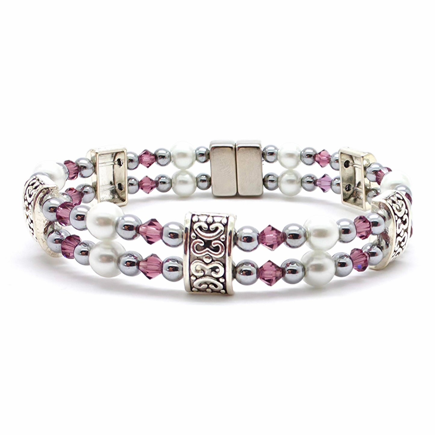 White Pearl Double with Amethyst