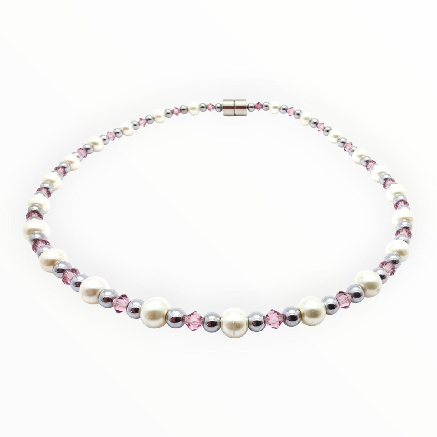White Pearl w Light Amethyst Necklace