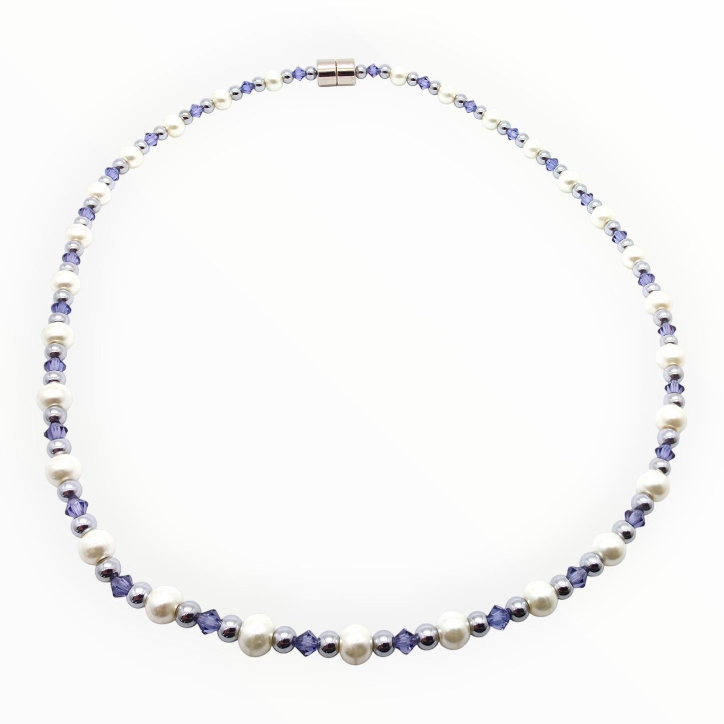 White Pearl w Tanzanite Necklace