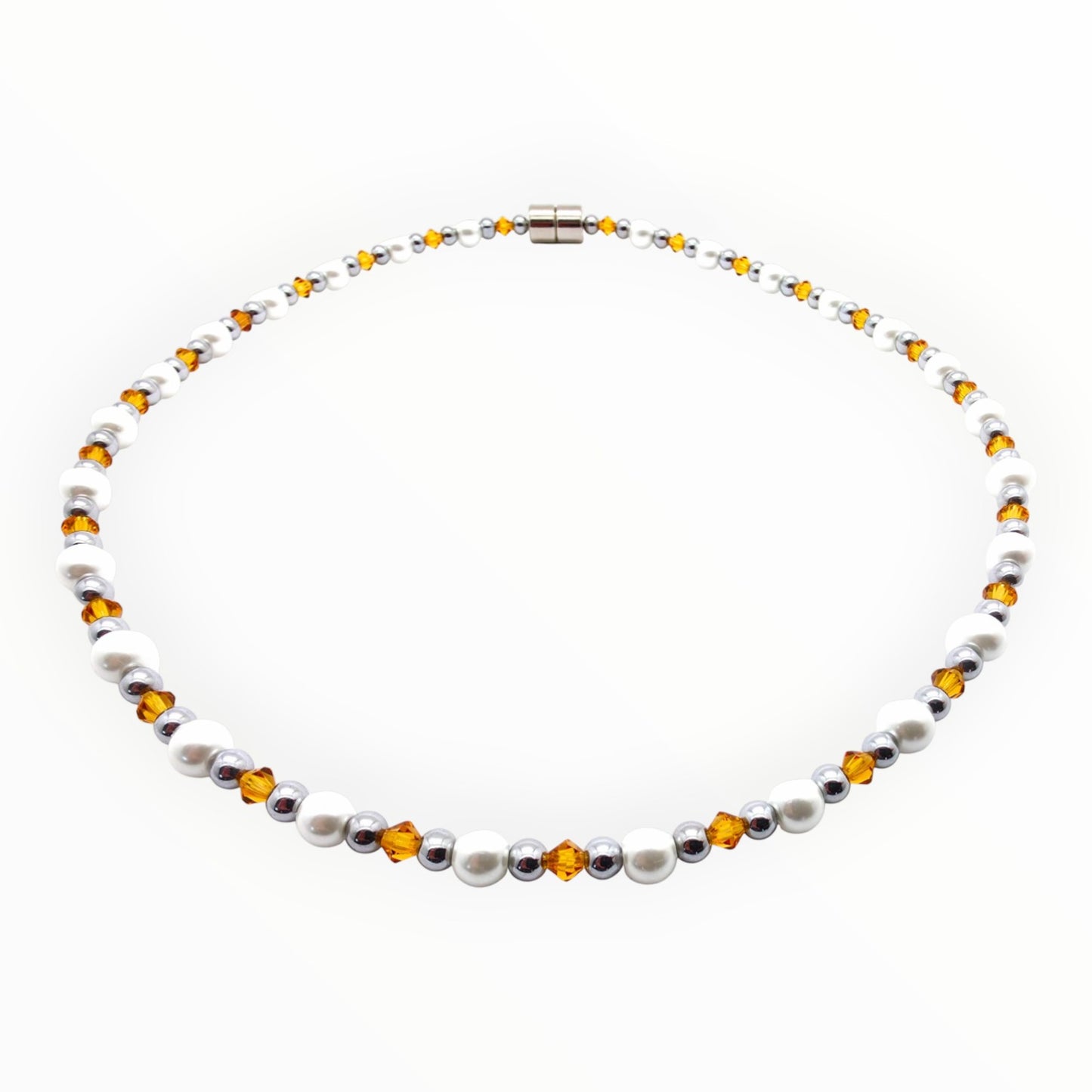 White Pearl w Topaz Necklace