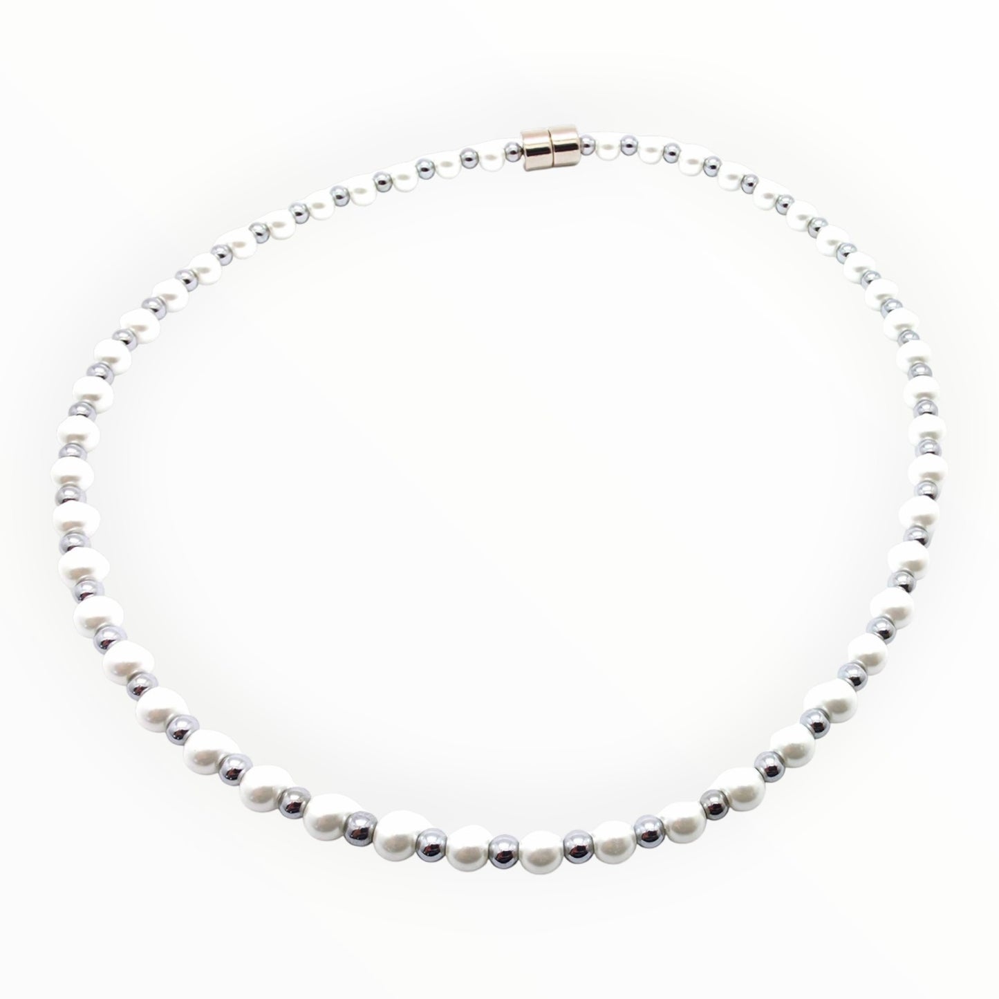 White Pearl w Crystal Option Necklace