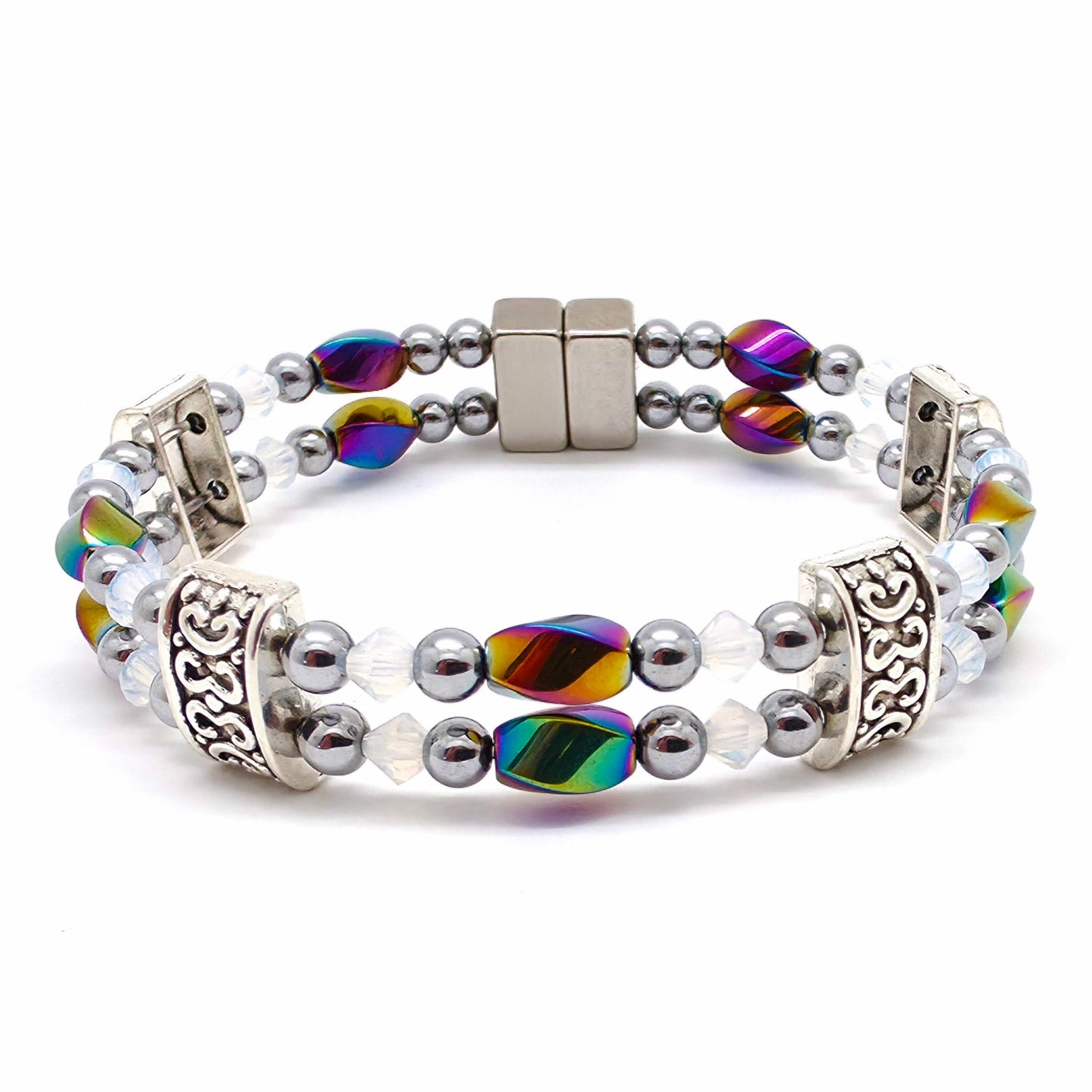 Rainbow Hematite Twist Double w Crystal Option