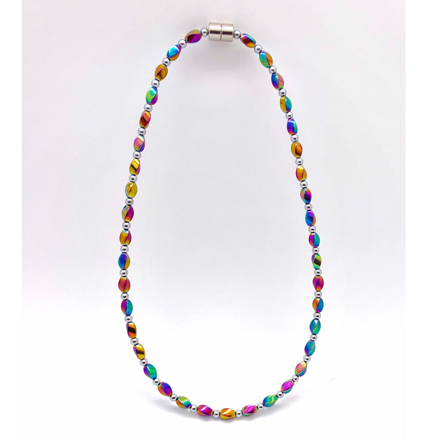 Rainbow Hematite Twist Necklace