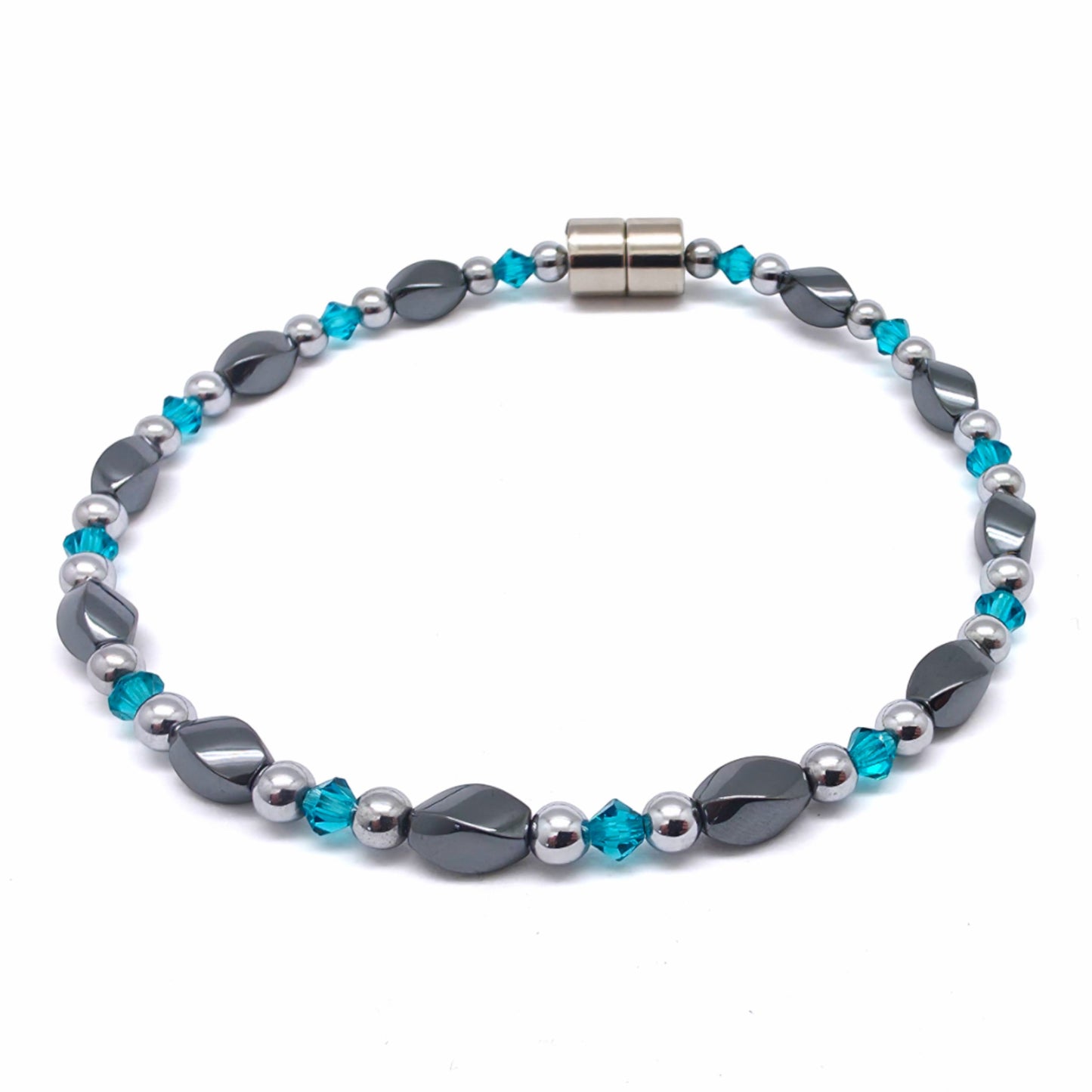 Black Hematite Twist w Blue Zircon
