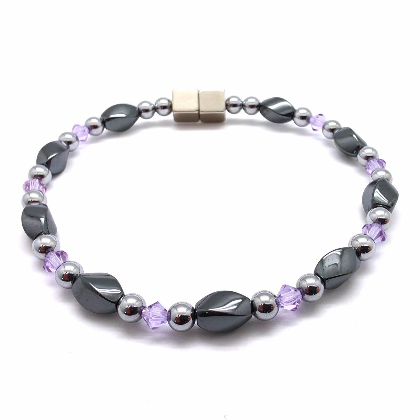 Black Hematite Twist Single w Crystal Option