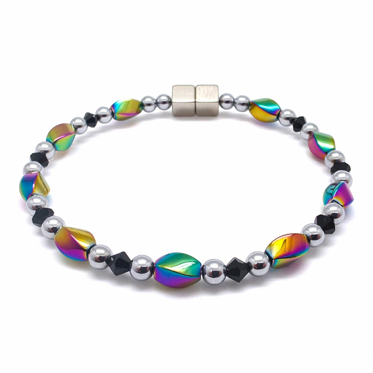 Rainbow Hematite Twist w Jet Black
