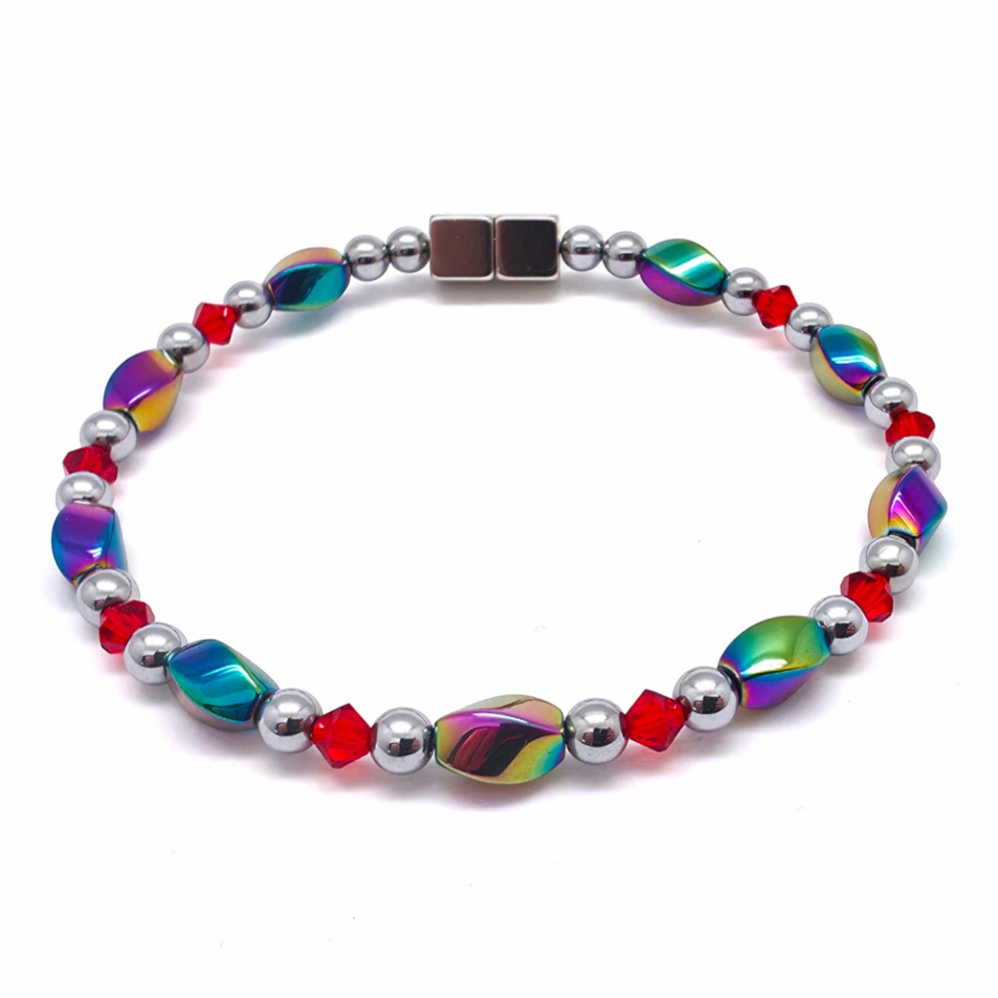 Rainbow Hematite Twist w Light Siam