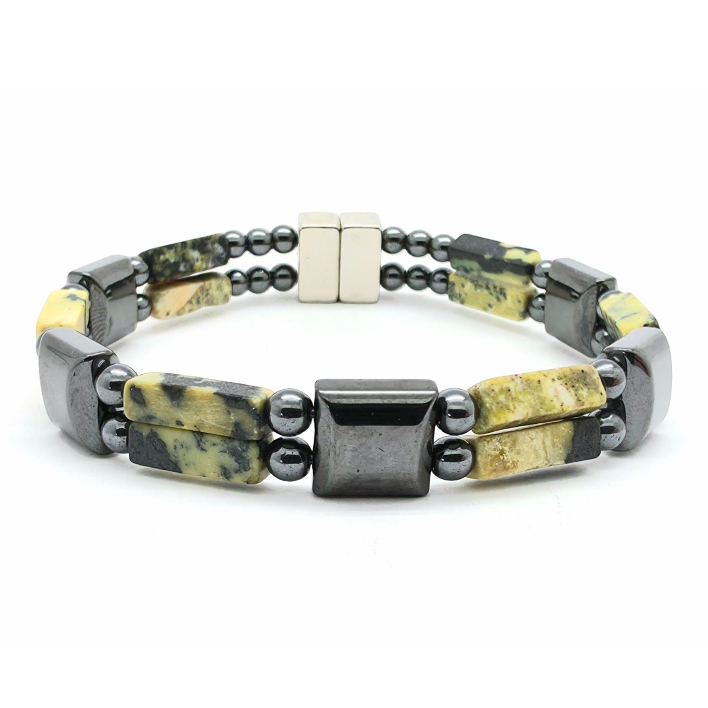 Yellow Turqouise with Hematite Square