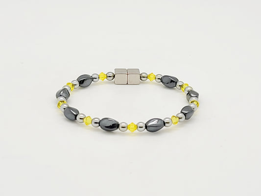 Black Hematite Twist w Citrine Single