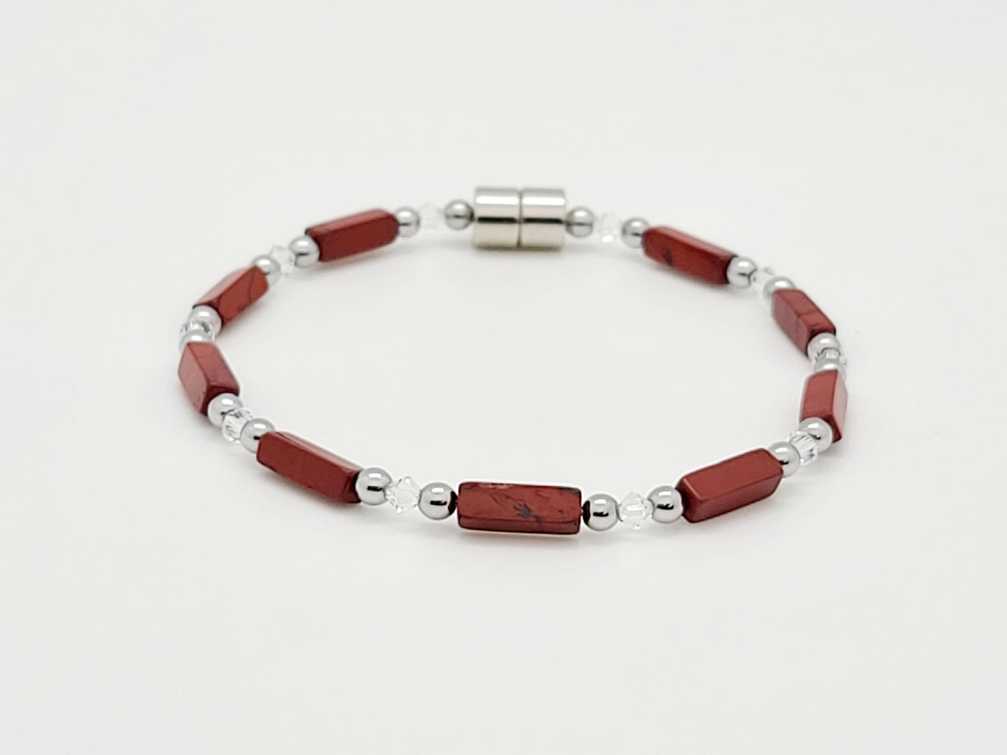 Red Jasper Rectangle w Crystal Necklace