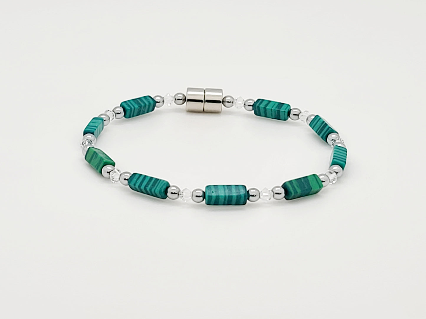 Malachite Rectangle w Crystal Necklace