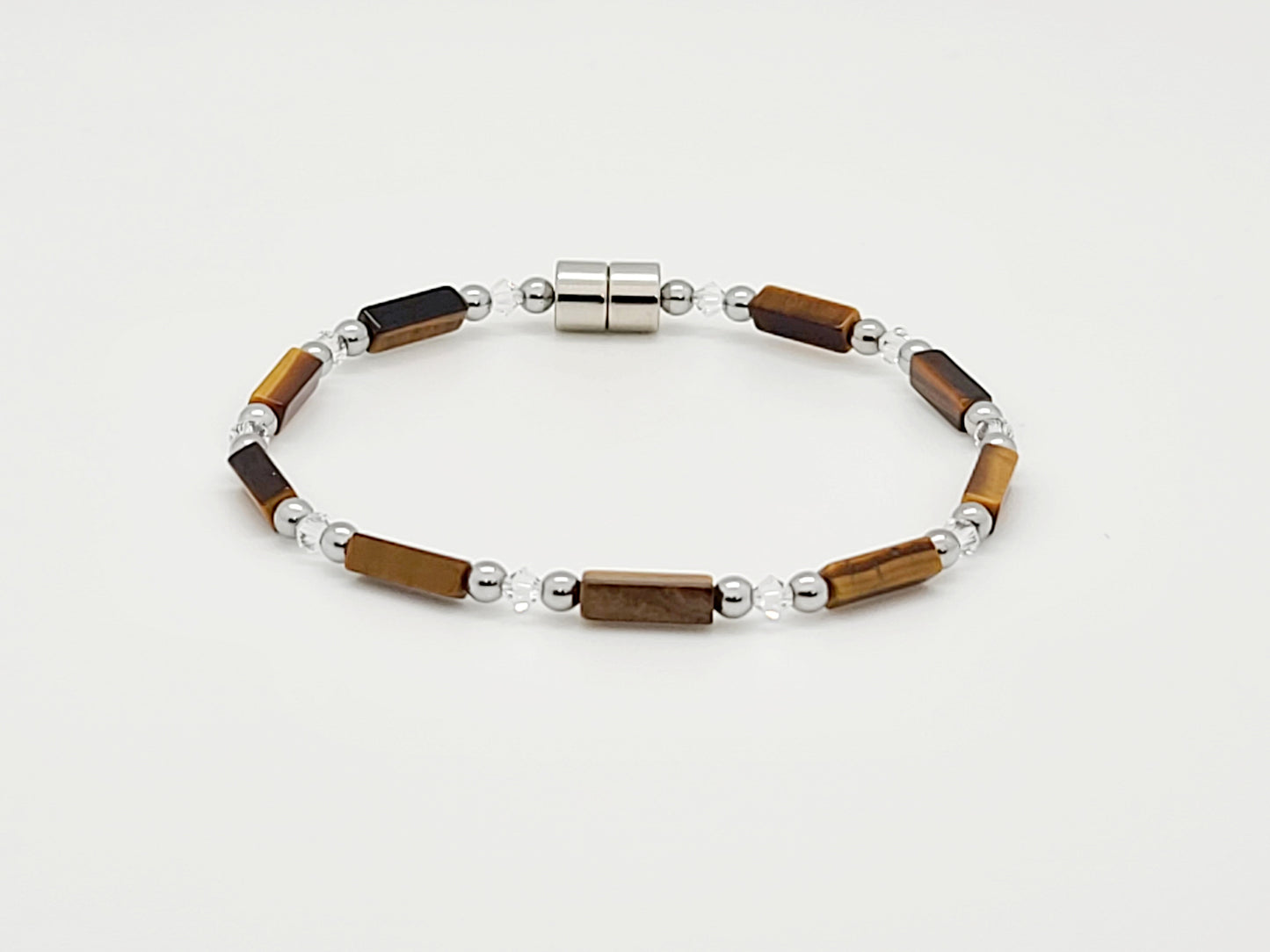 Tiger's Eye Rectangle w Crystal Necklace