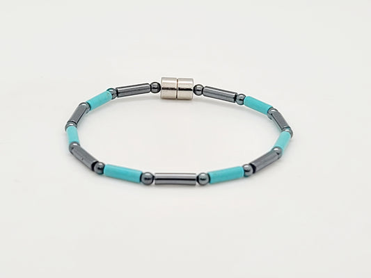 Turquoise w Hematite Tubes