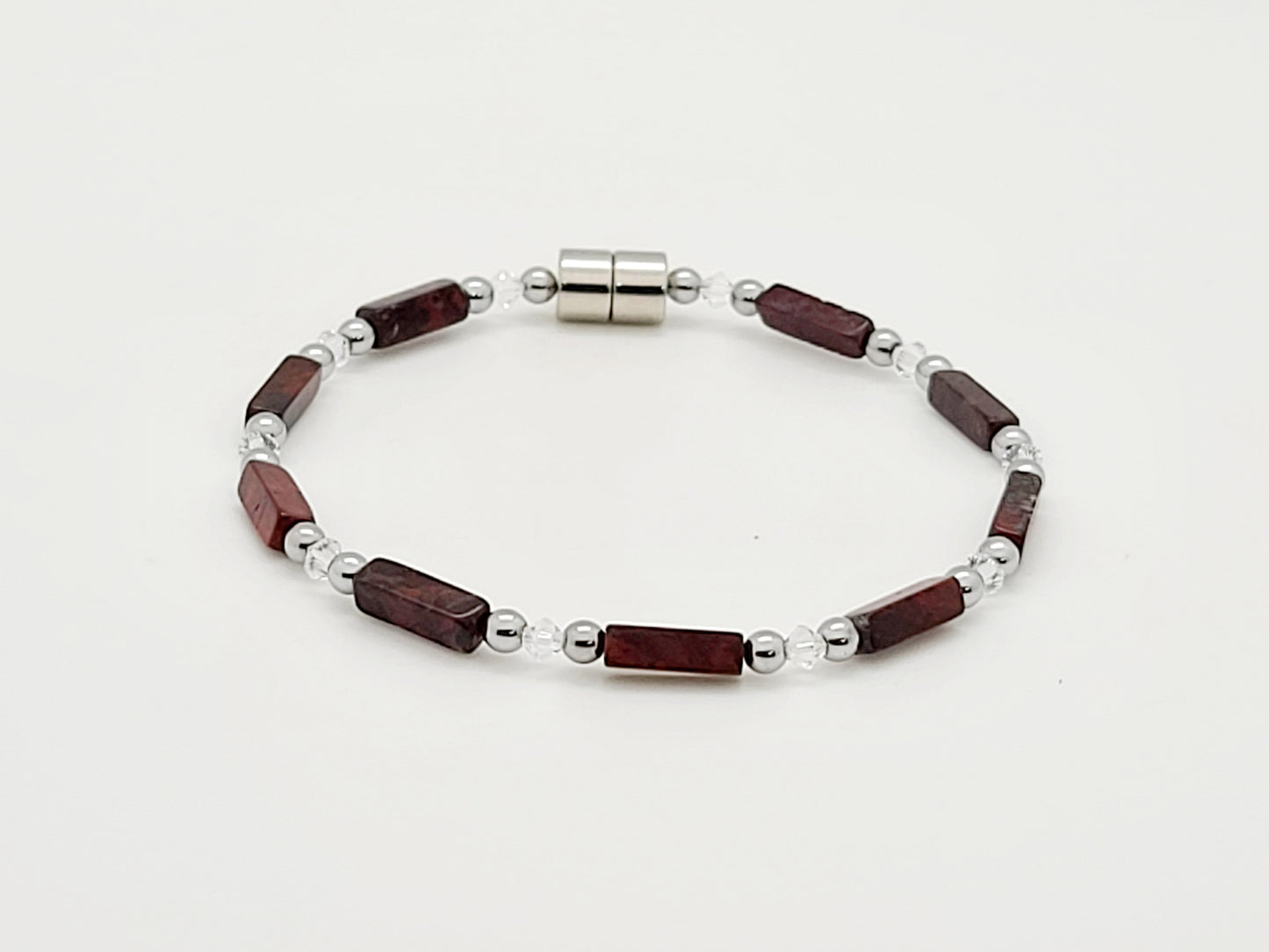 Brecciated Jasper Rectangle w Crystal Necklace