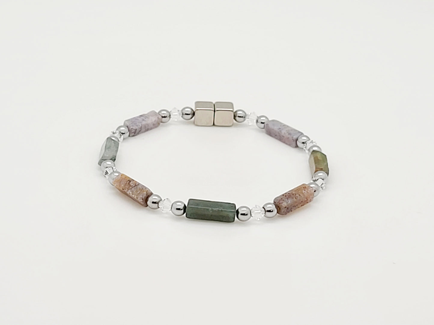 Fancy Jasper Rectangle w Crystal Necklace