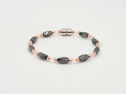 Medium Black Hematite Twist w Crystal