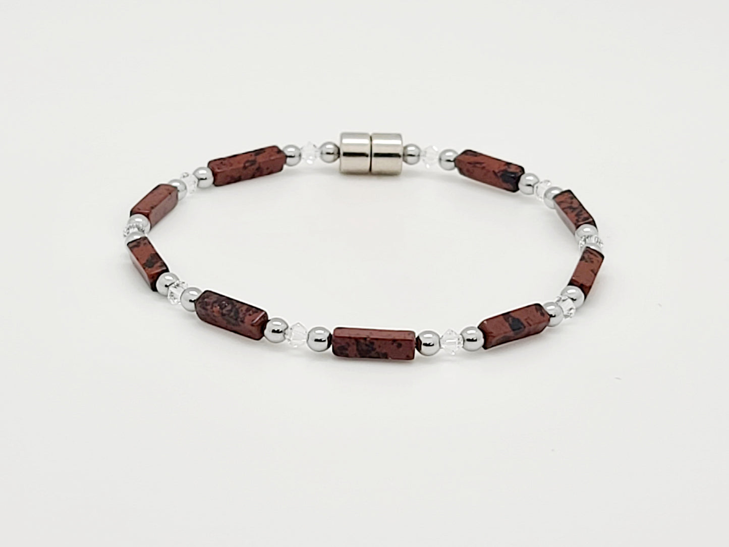 Mahogany Obsidian Rectangle w Crystal Necklace