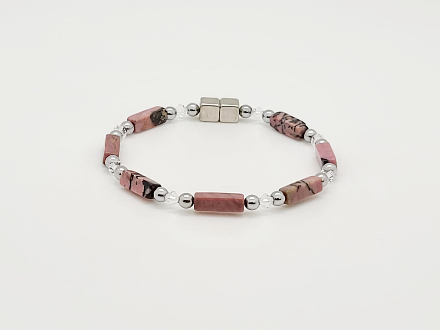Rhodonite Rectangle w Crystal Necklace