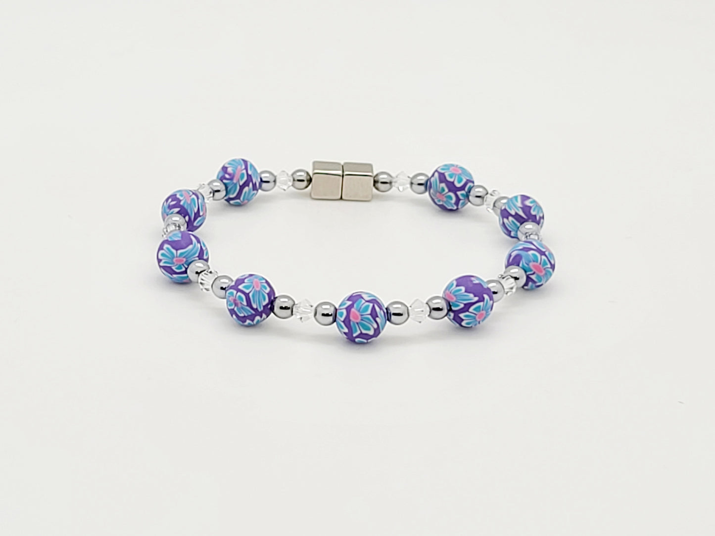 Blue Floral Pattern w Crystal