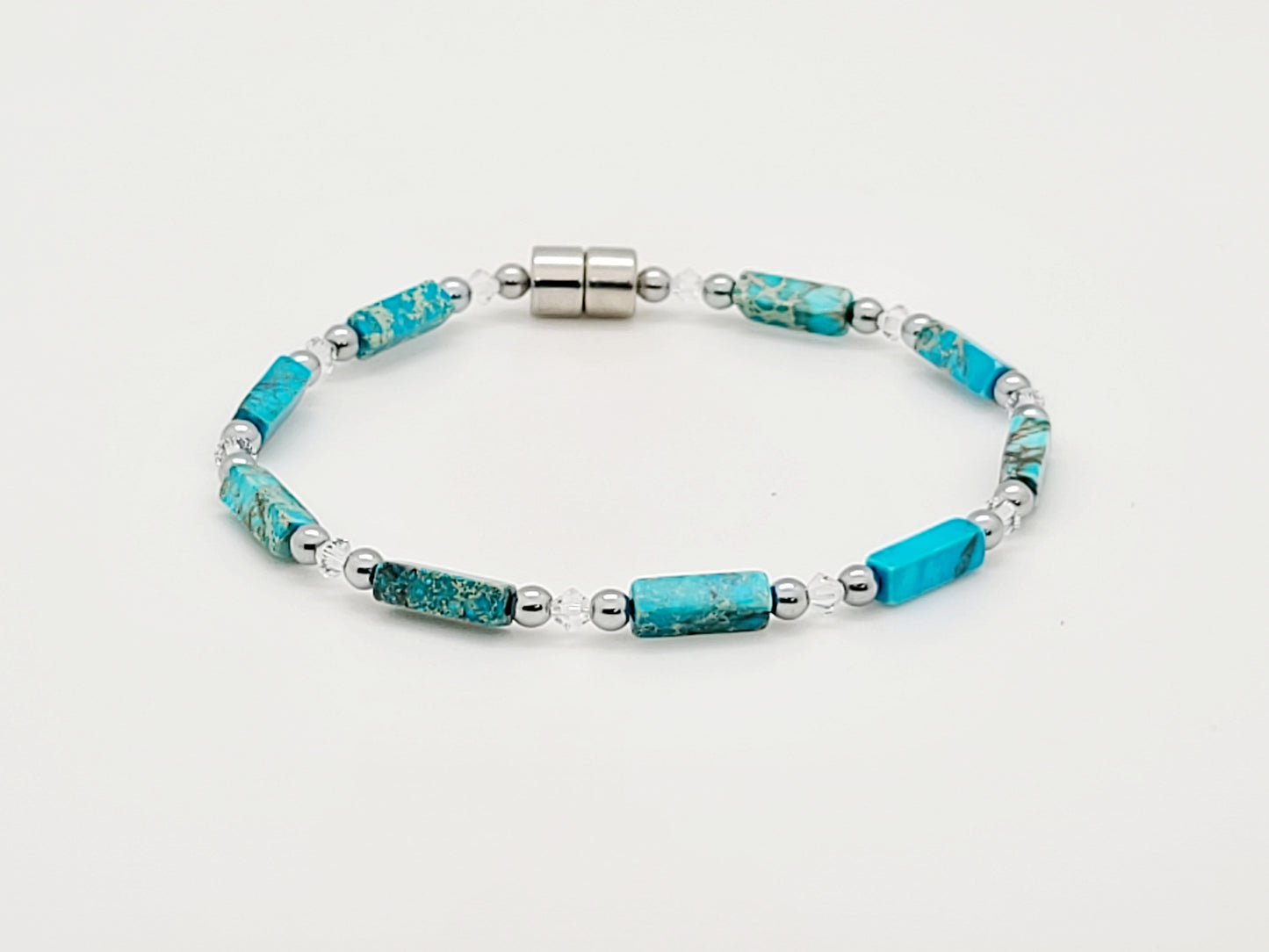 Picasso Jasper Rectangle w Crystal Necklace
