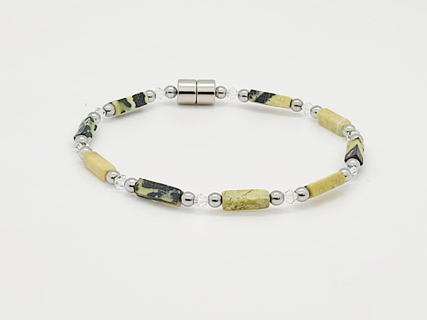 Yellow Turquoise Rectangle w Crystal Necklace