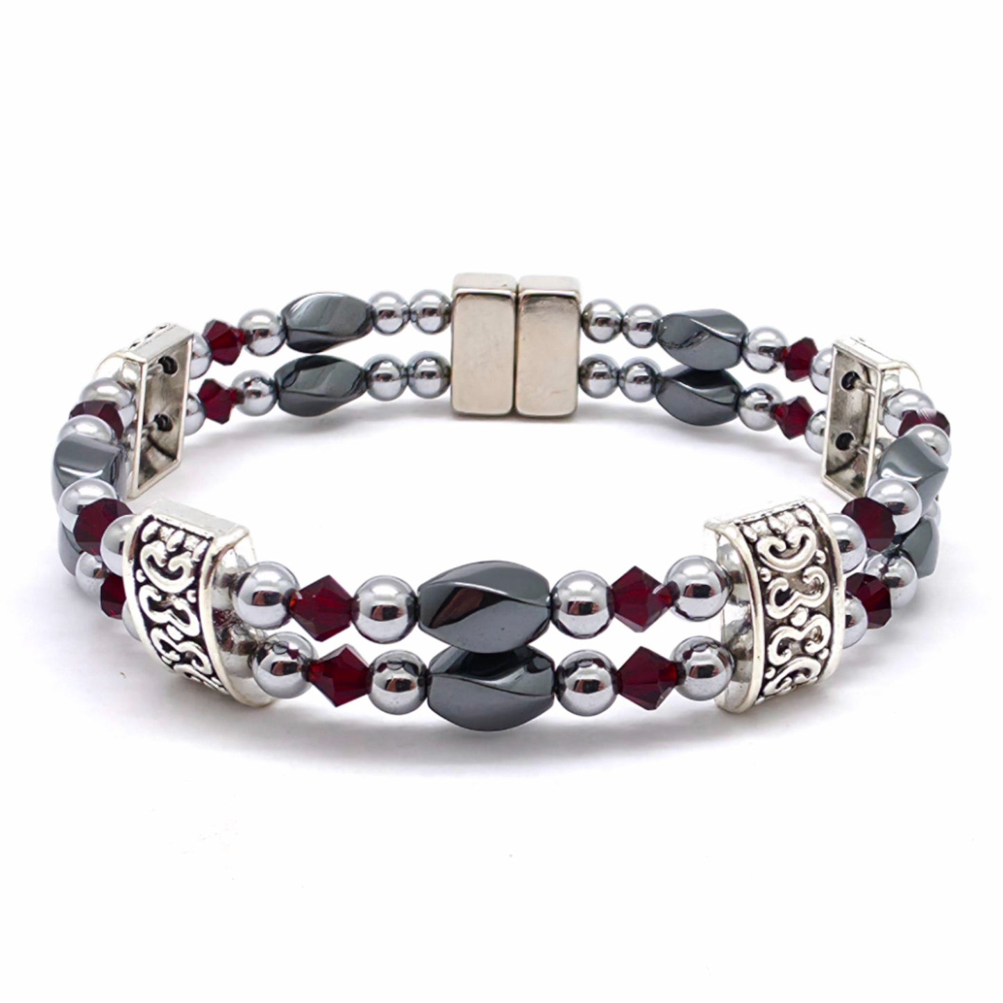 Black Hematite Twist Double w Crystal Option