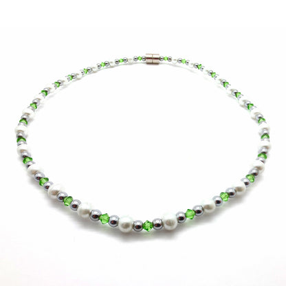 White Pearl w Crystal Option Necklace
