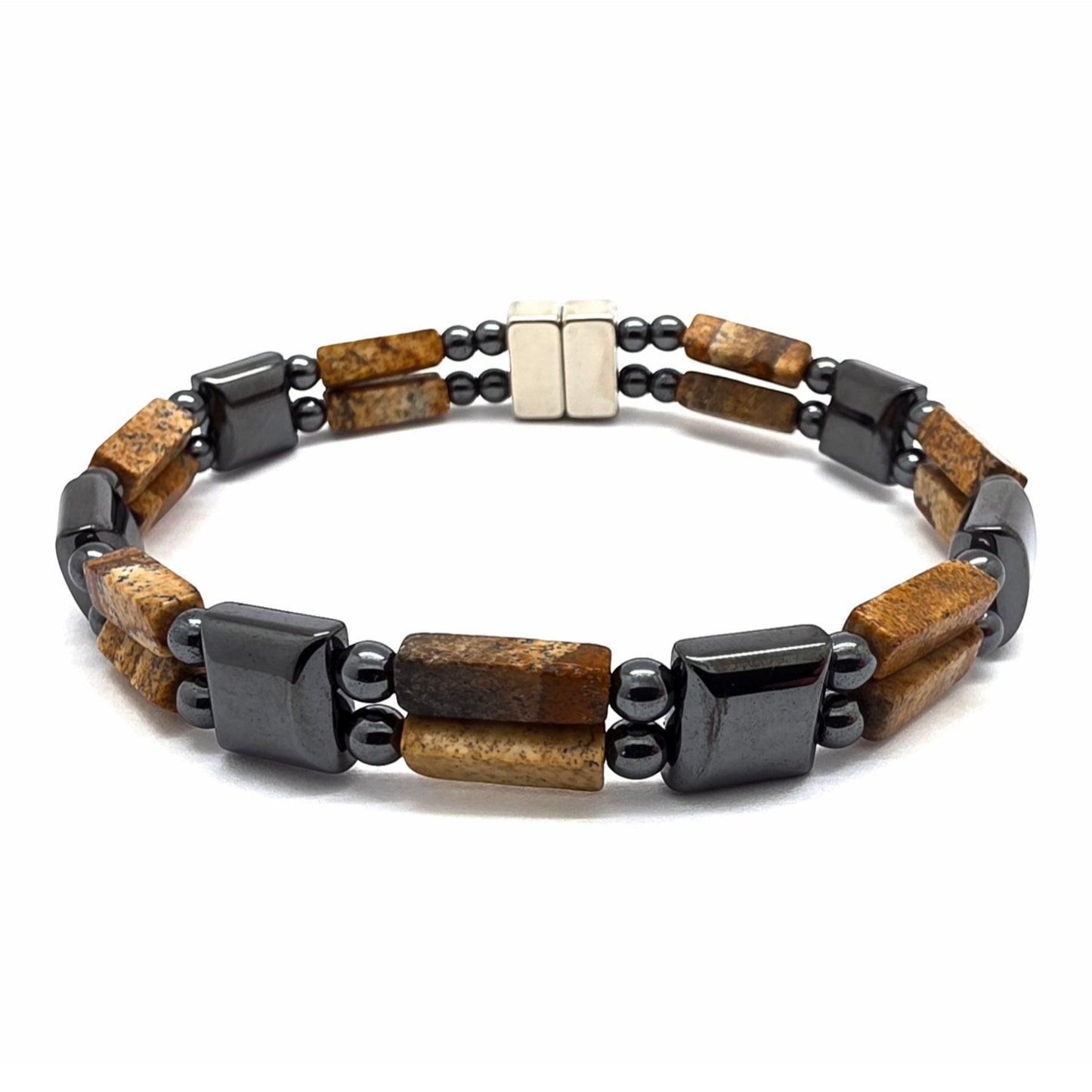 Picture Jasper with Hematite Square Double