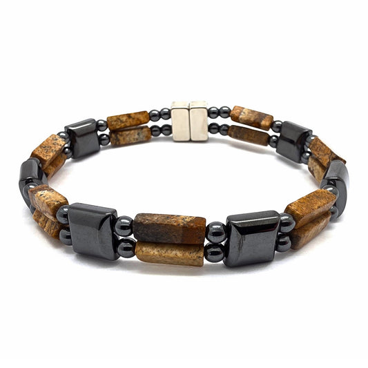 Picture Jasper with Hematite Square Double