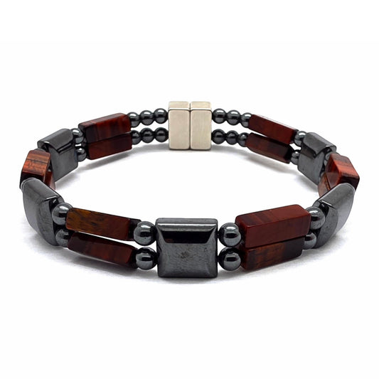 Red Tiger's Eye Rectangle w Hematite Square