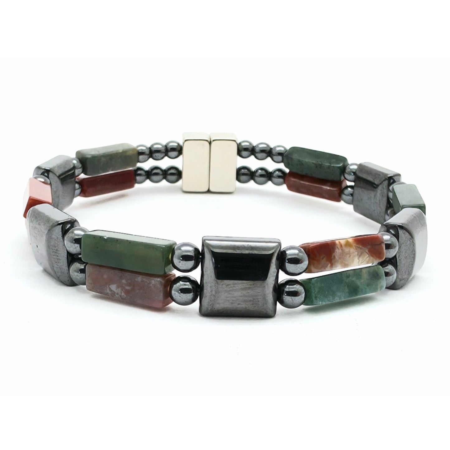Fancy Jasper Rectangle w Hematite Square