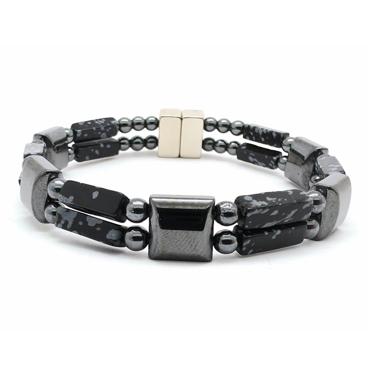 Snowflake Obsidian with Hematite Square
