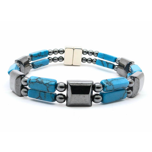 Turquoise with Hematite Square
