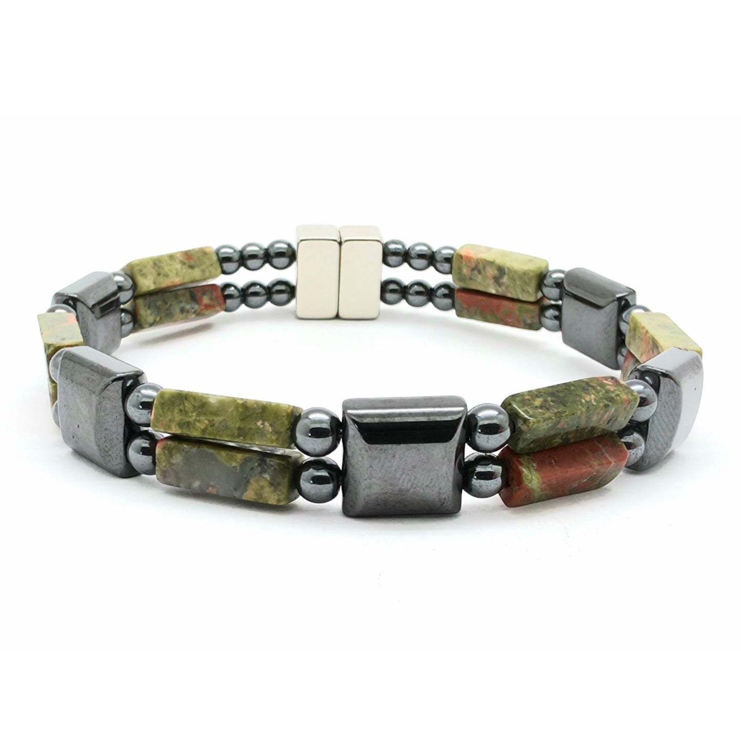 Unakite Rectangle with Hematite Square