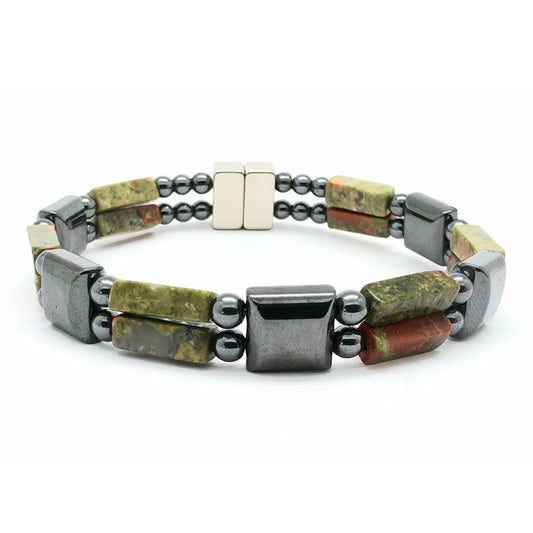 Unakite Rectangle with Hematite Square