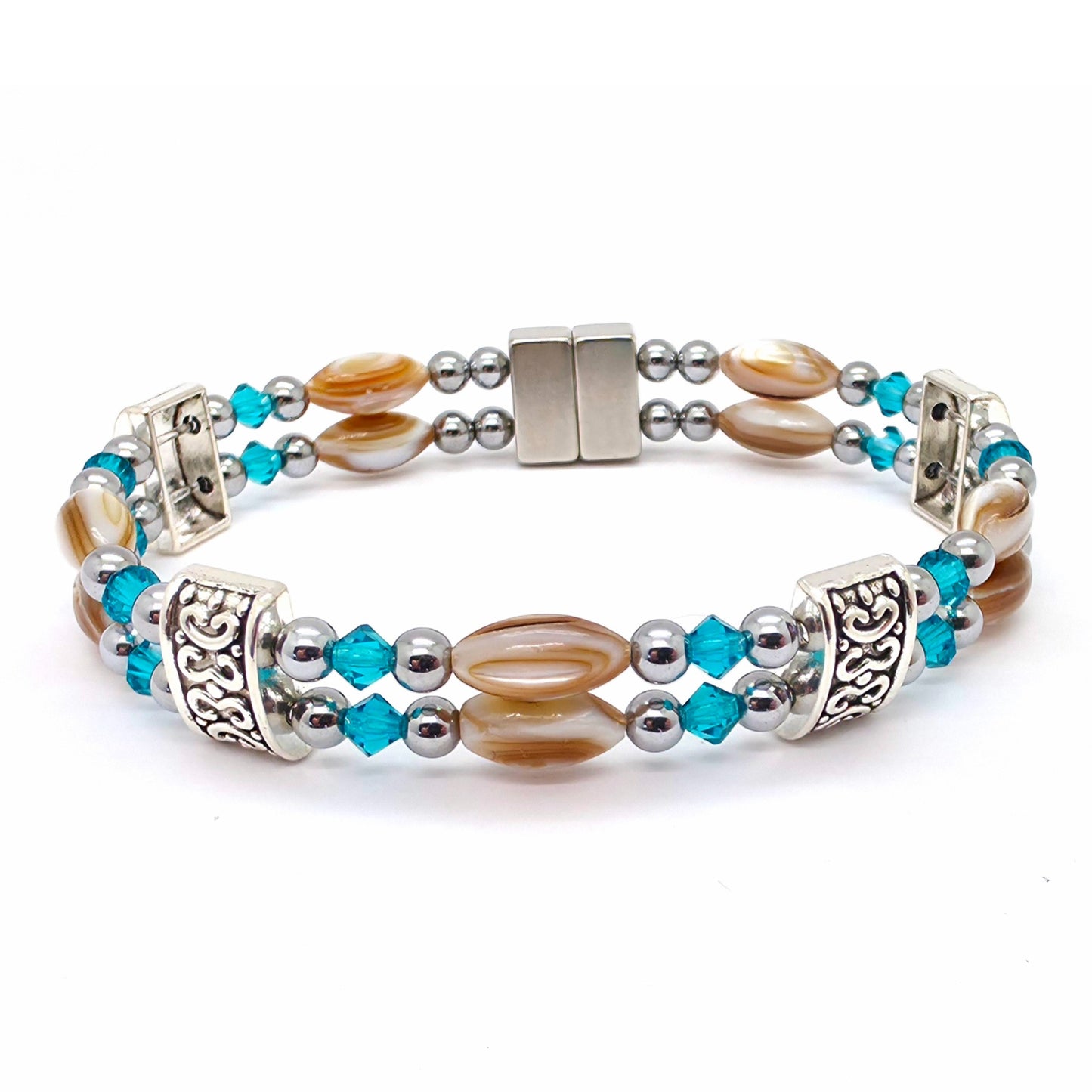 Abalone Double w Blue Zircon