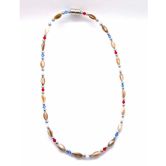 Abalone w Patriotic Crystals Necklace