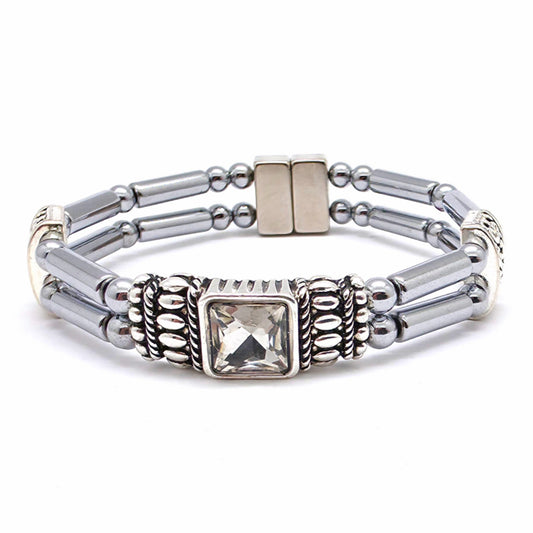 Centered Square Clear Birthstone Double