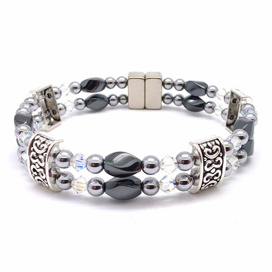 Black Hematite Twist Double w AB Clear