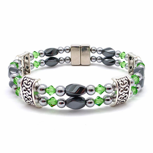Black Hematite Twist Double w Peridot