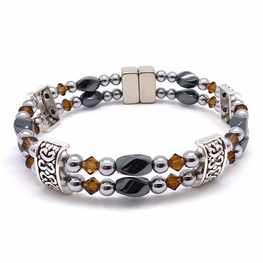Black Hematite Twist Double w Smokey Topaz