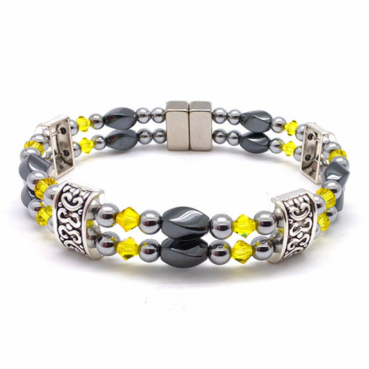 Black Hematite Twist Double w Citrine