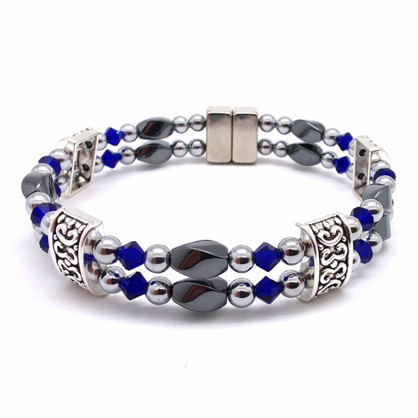 Black Hematite Twist Double w Crystal Option