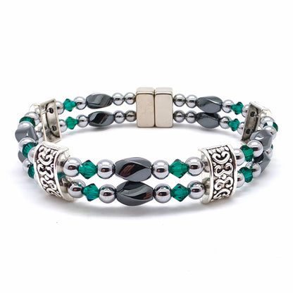 Black Hematite Twist Double w Crystal Option