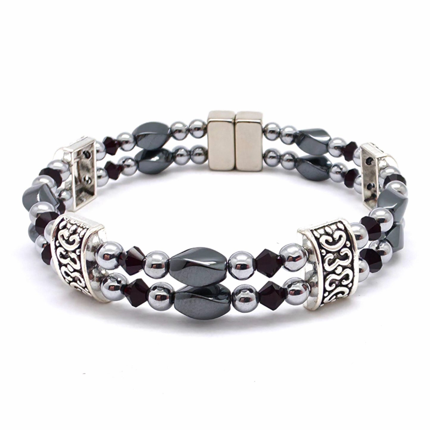Black Hematite Twist Double w Crystal Option