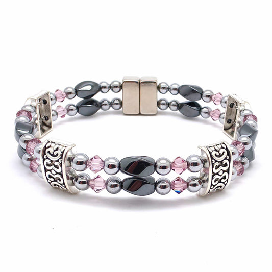 Black Hematite Twist Double w Light Amethyst