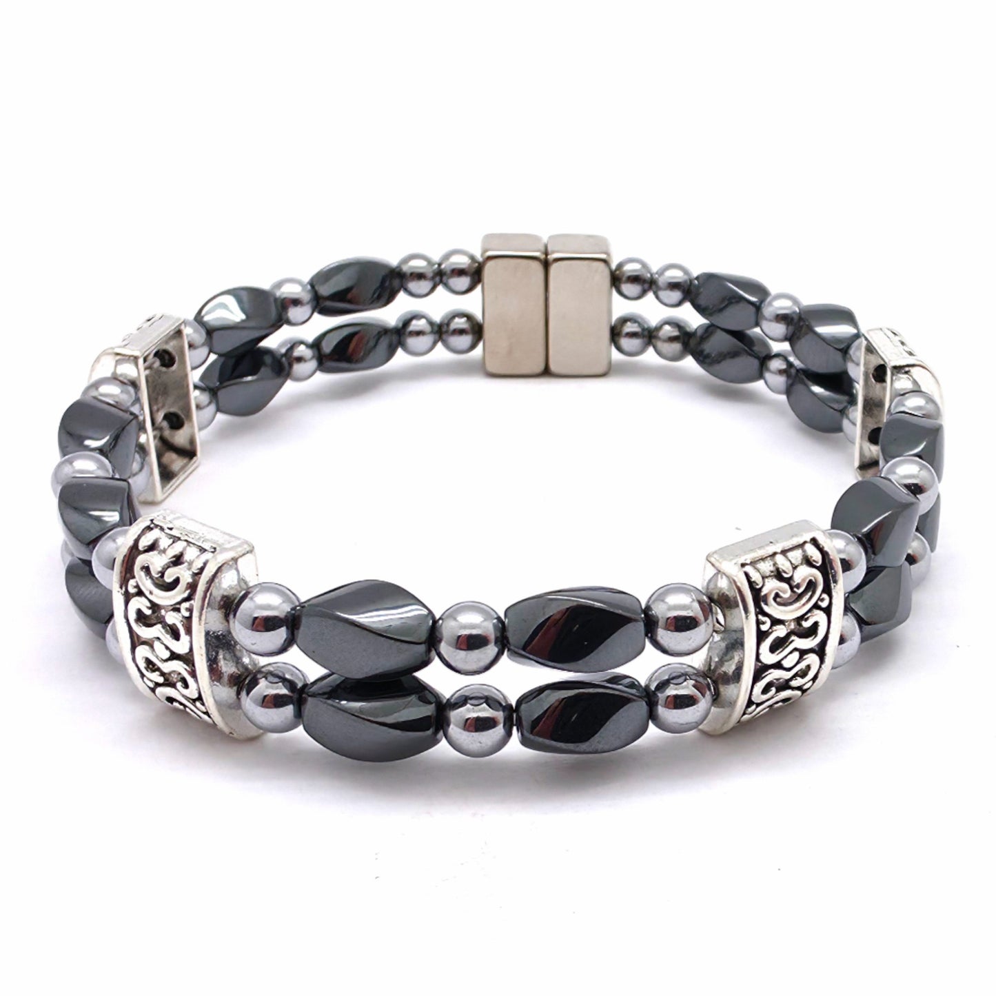 Black Hematite Twist Double w Crystal Option